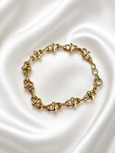 9ct Yellow Gold Round Link Anchor Link Bracelet