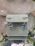 9ct White Gold Blue Topaz and Diamond Drop Earrings