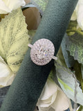 Platinum Oval Diamond Cluster Tiffany Style Ring