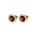 Qudo - Tondo Deluxe Ear Studs - Gold & Smoked Amber