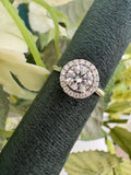 9ct White Gold Cubic Zirconia Halo Cluster Ring