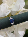 9ct Yellow Gold Ring with created Sapphire & Cubic Zirconias