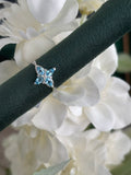 9ct White Gold Blue Topaz & Diamond Star Ring