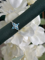 9ct White Gold Blue Topaz & Diamond Star Ring