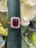 9ct Yellow Gold & White Gold Garnet and Diamond Ring