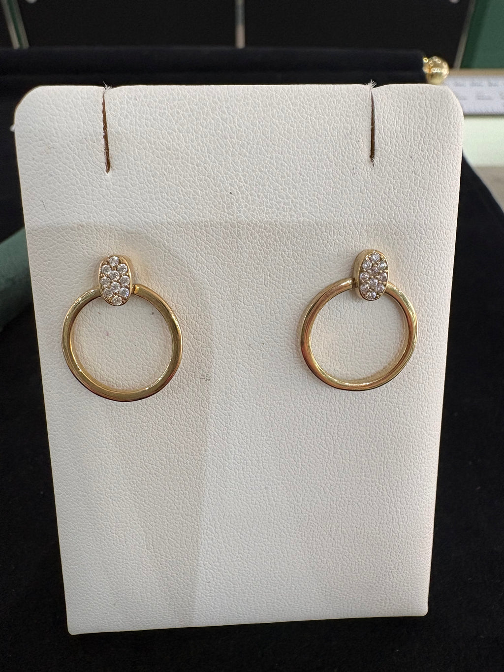9ct Yellow Gold & Cubic Zirconia Circle drop stud earrings
