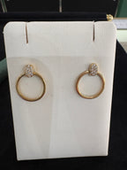 9ct Yellow Gold & Cubic Zirconia Circle drop stud earrings