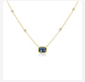 9ct Yellow Gold Diamond & Blue Topaz Necklace