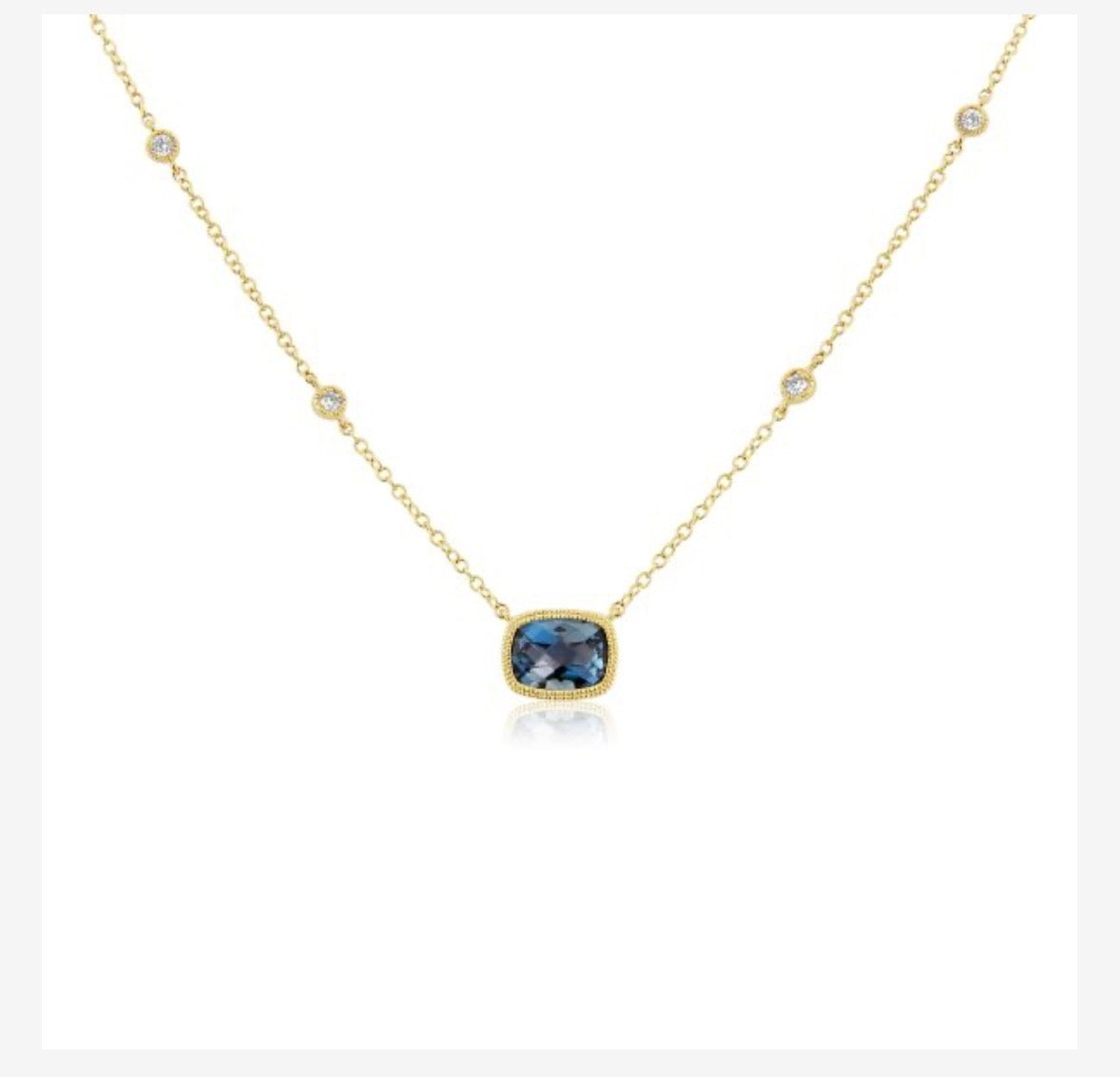 9ct Yellow Gold Diamond & Blue Topaz Necklace