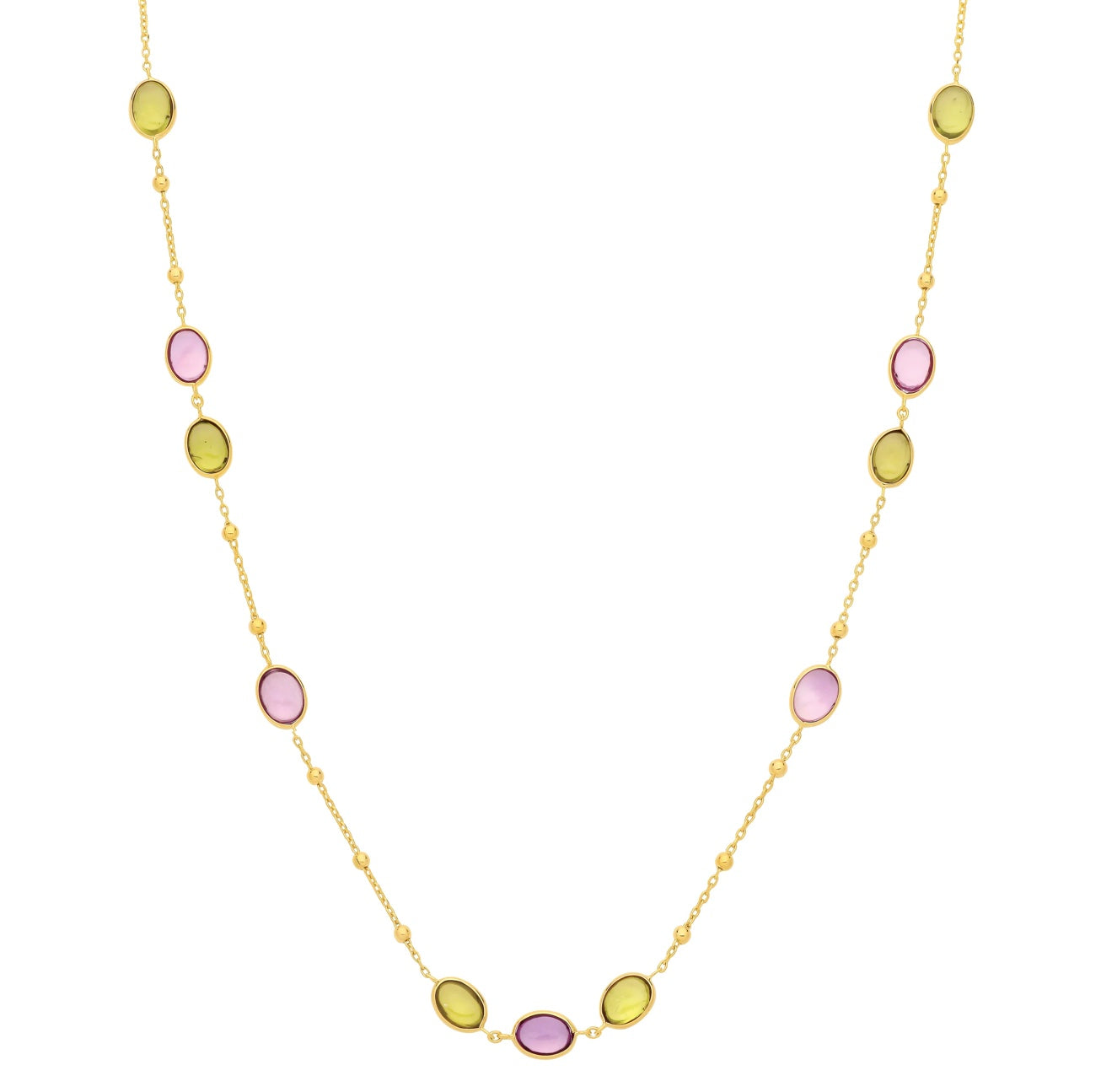9ct Yellow Gold Amethyst and Peridot Necklace
