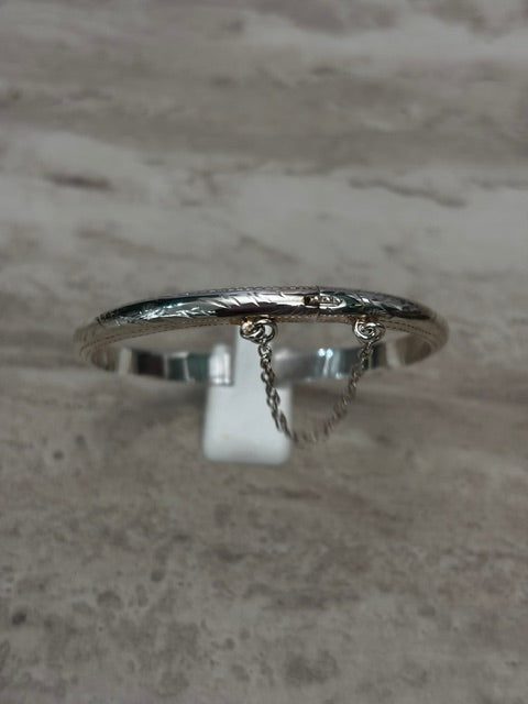 Silver Christening Baby Bangle