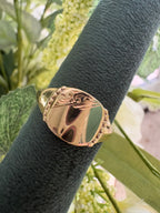 9ct Yellow Gold Engraved Cushion Signet Ring