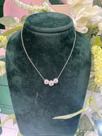 9ct White Gold Triple Diamond Cluster Necklace