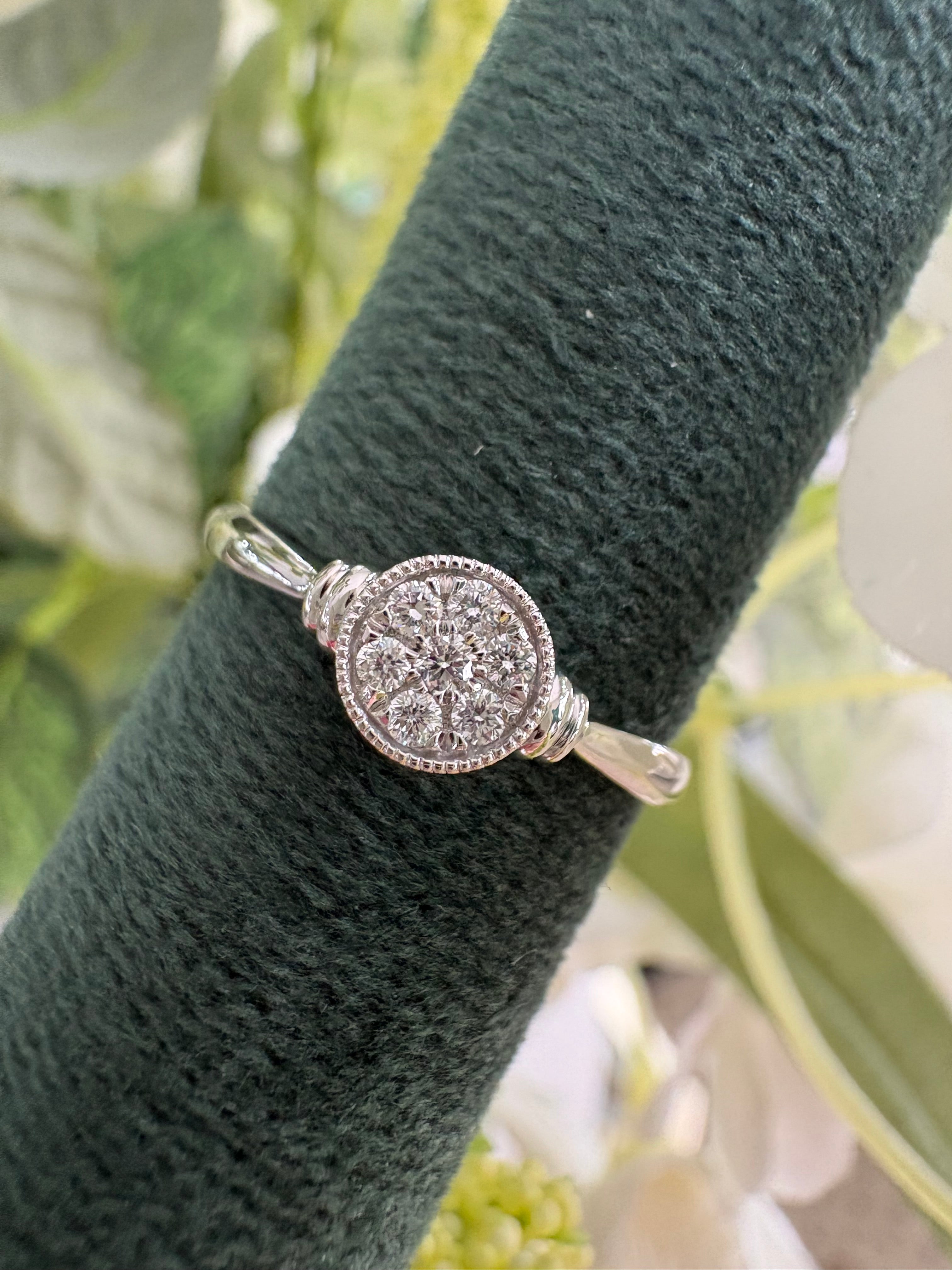 9ct White Gold Diamond Pave Cluster Ring
