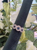 18ct Yellow Gold triple Sapphire and Diamond cluster ring