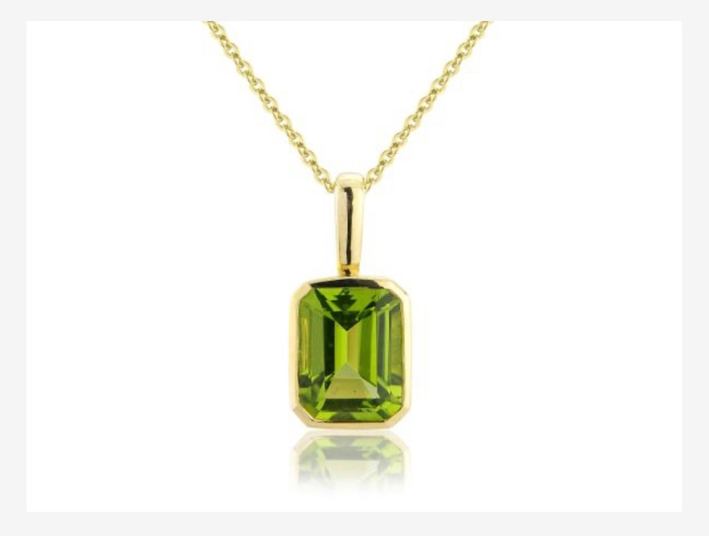9ct Yellow Gold Octagonal Peridot Pendant