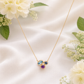 9ct Yellow Gold necklace with Amethyst, Blue and London Blue Topaz