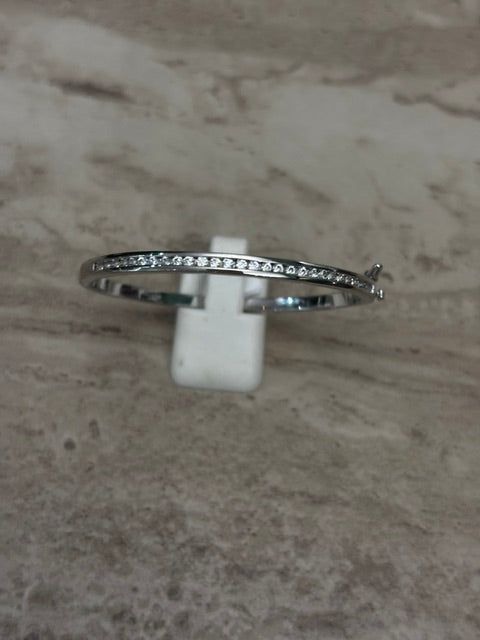 Christening baby bangle with cubic zirconias