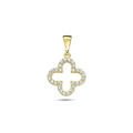 9ct Yellow Gold & Cubic Zirconia Clover Cross Pendant