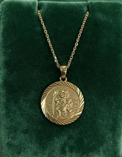 9ct Yellow Gold St Christopher Diamond Cut Edge