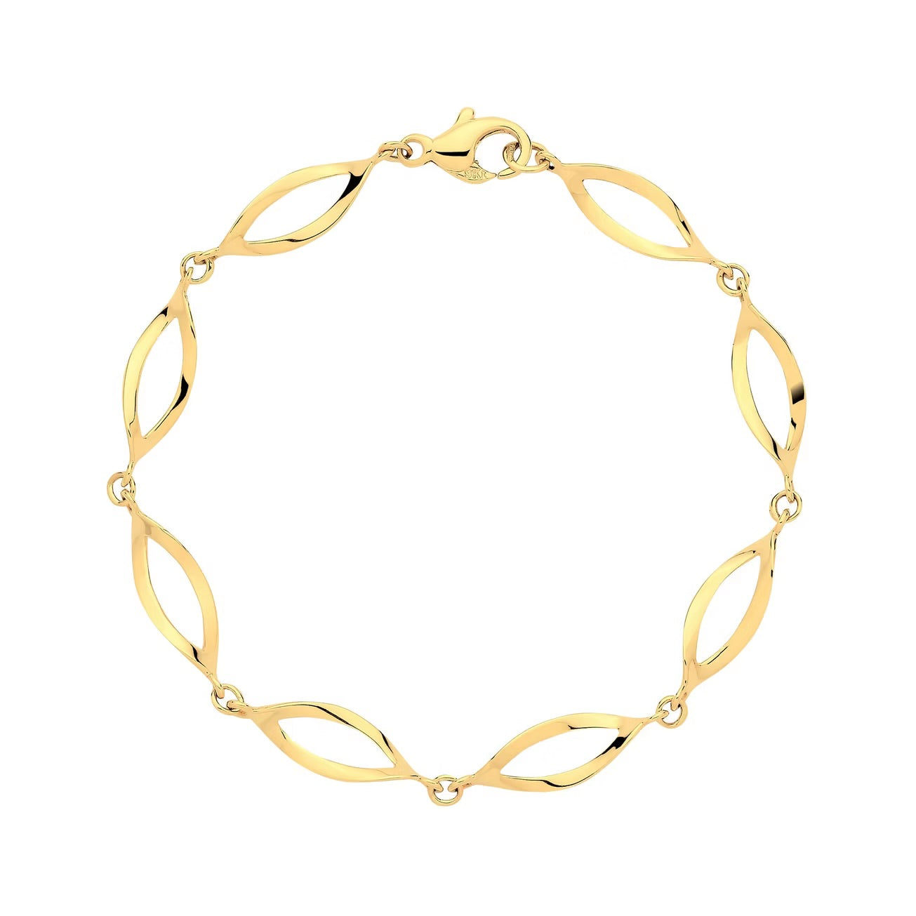 9ct Yellow Gold open link Bracelet with twist