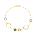 9ct Yellow Gold Circle Design Bracelet with London Blue and Blue Topaz