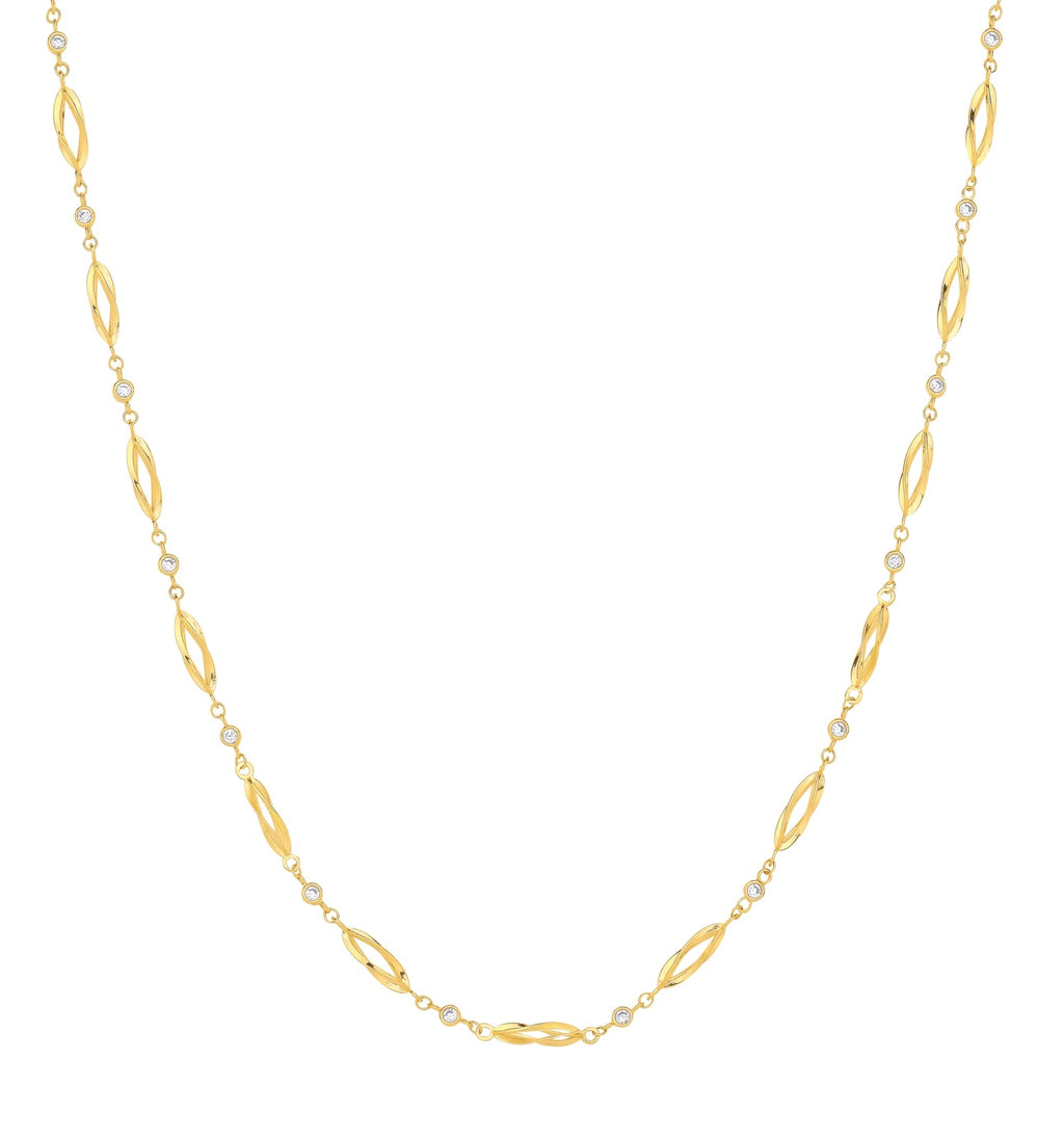 9ct Yellow Gold Cage Design Necklace with cubic zirconia