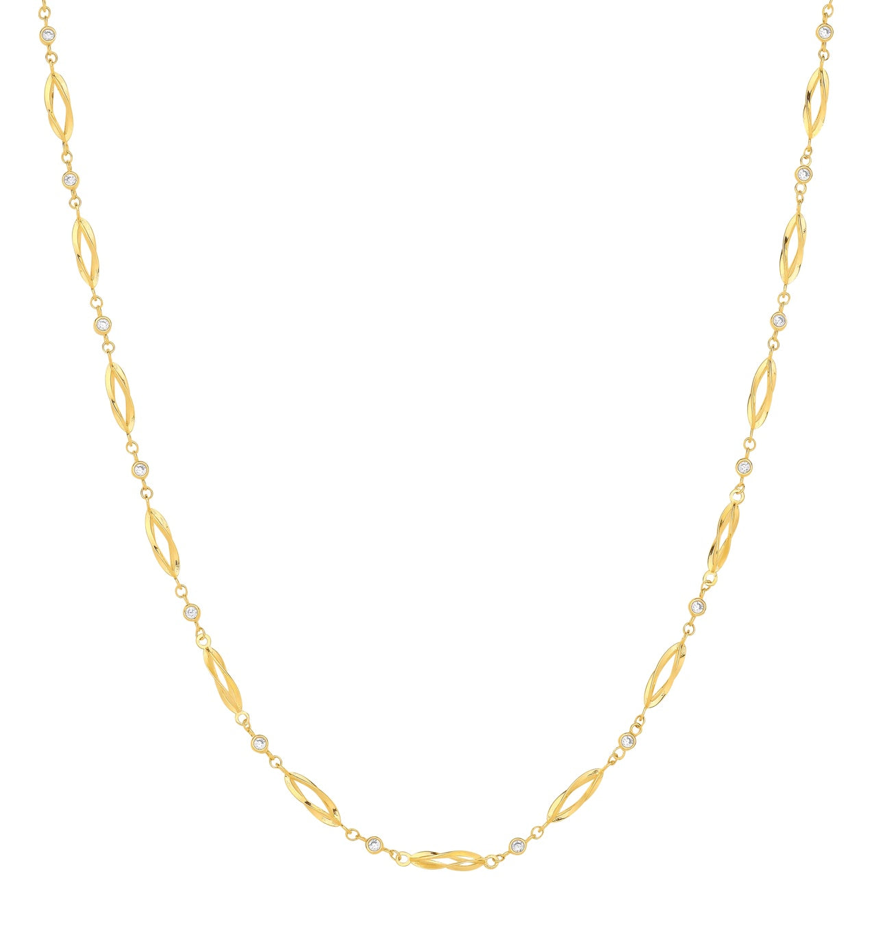 9ct Yellow Gold Cage Design Necklace with cubic zirconia