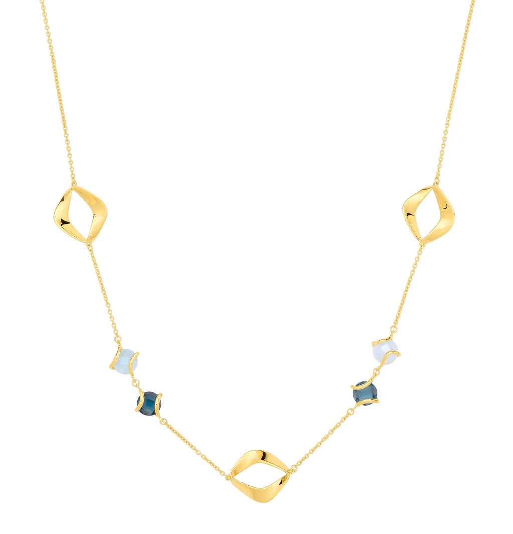 9ct Yellow Gold Blue Topaz and London Blue Necklace