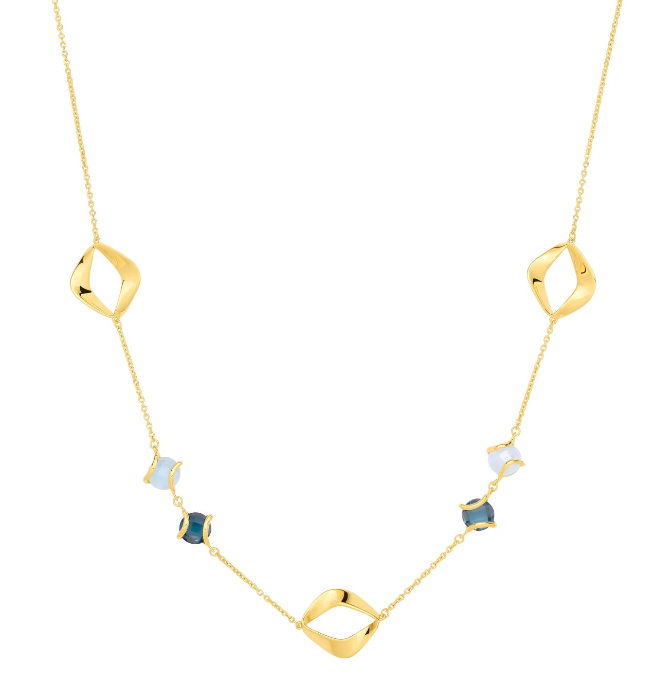 9ct Yellow Gold Blue Topaz and London Blue Necklace
