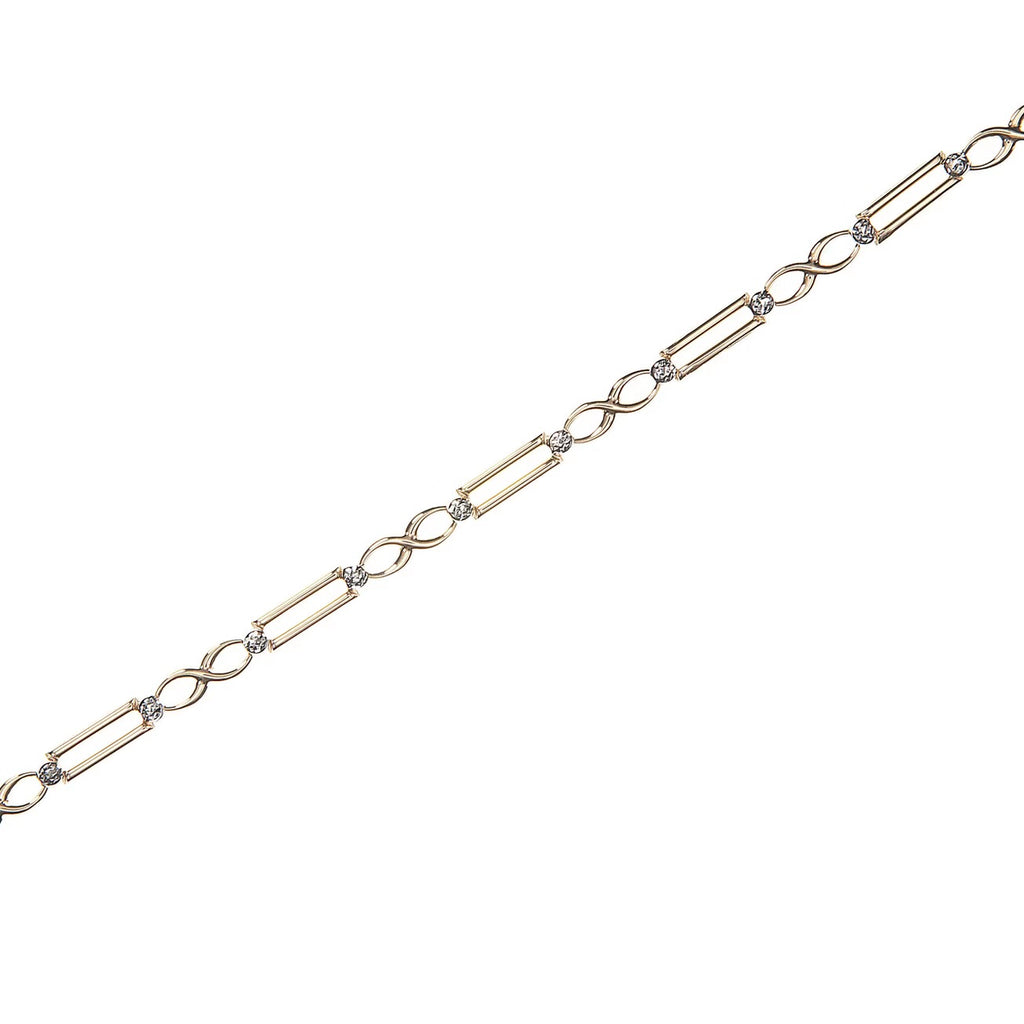 9ct Yellow and White Gold oblong and swirl pattern bracelet