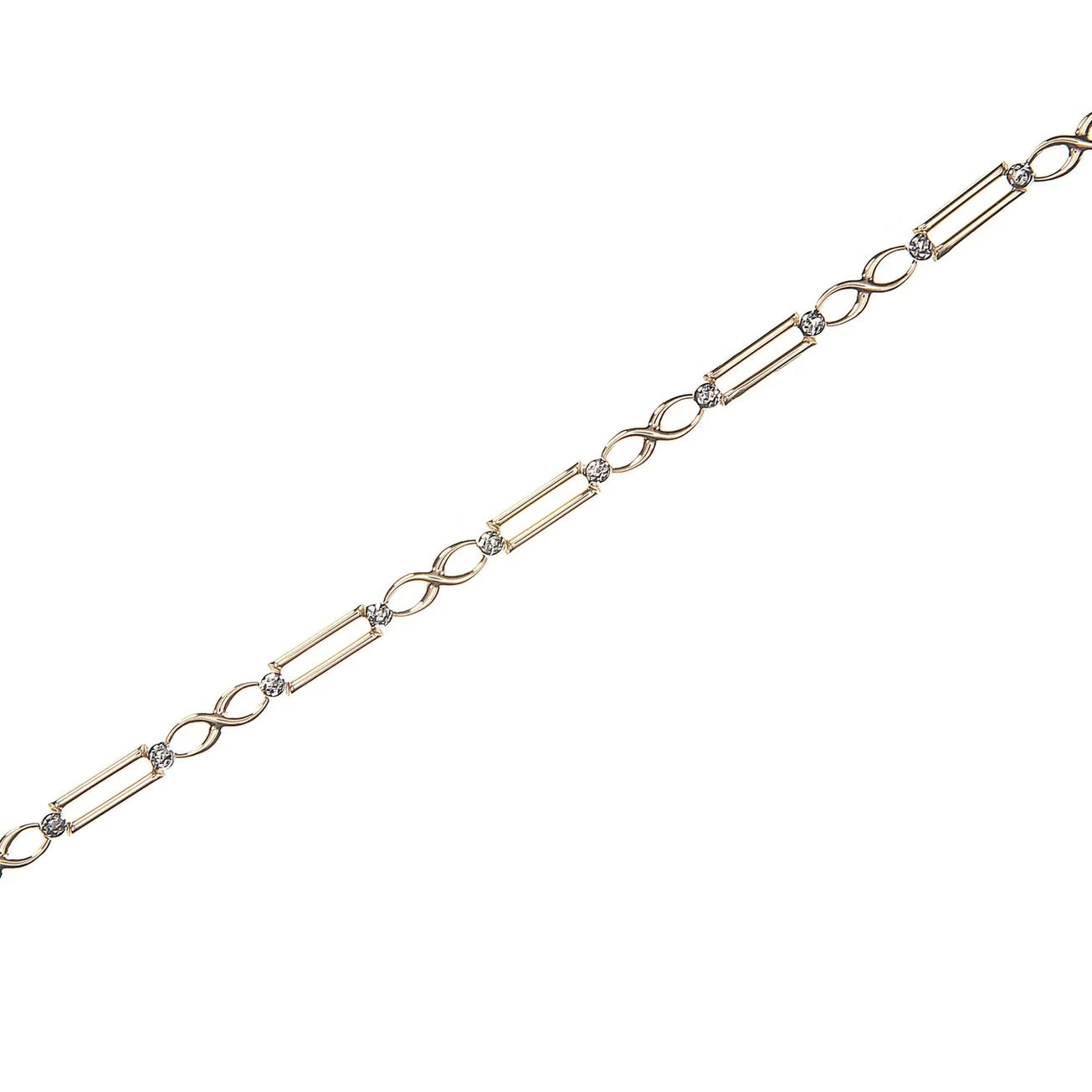 9ct Yellow and White Gold oblong and swirl pattern bracelet