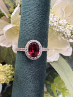 9ct Yellow Gold Garnet and Diamond Cluster Ring