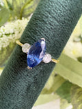 18ct Yellow Gold Blue Sapphire & Diamond Ring