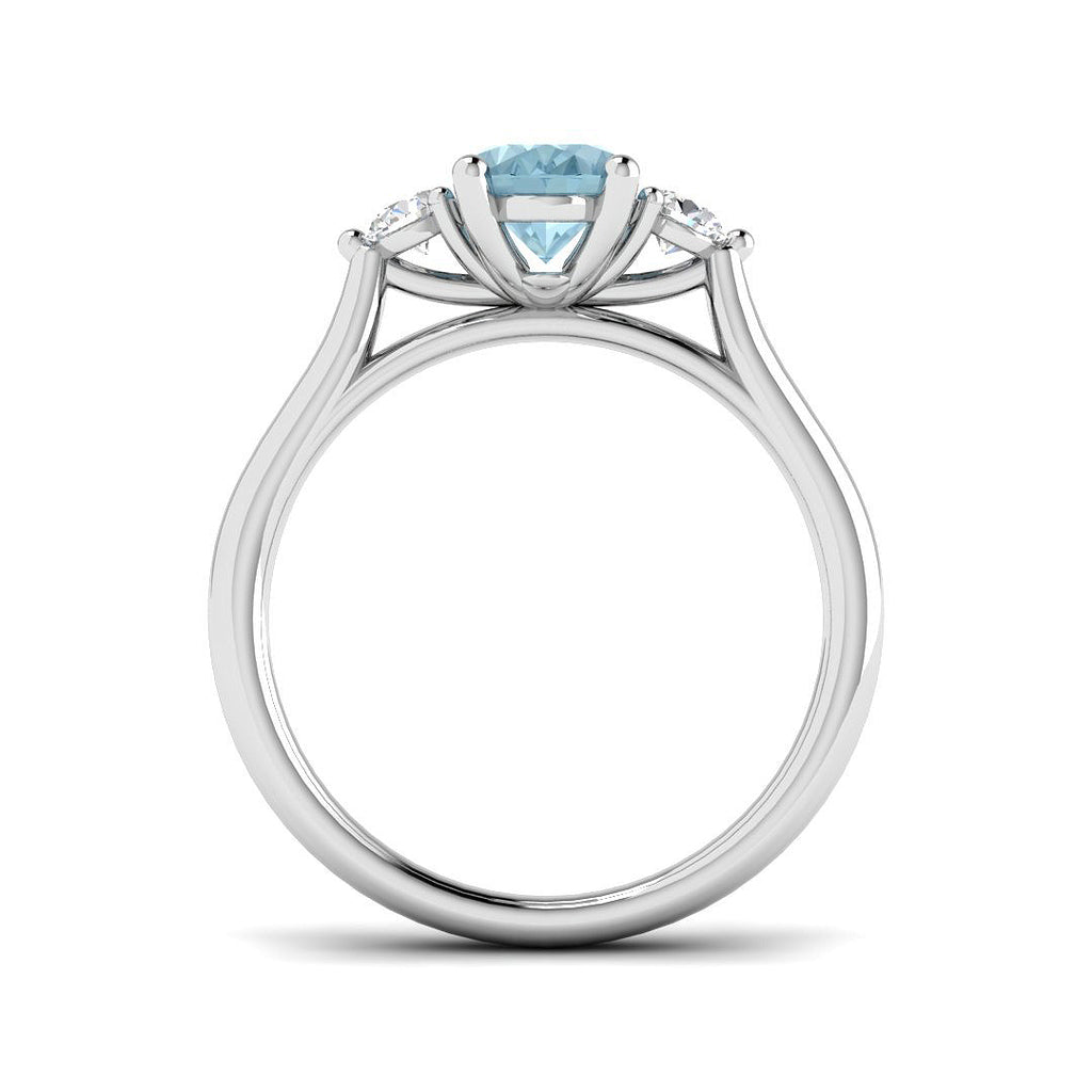 9ct White Gold Aquamarine & Diamond Ring