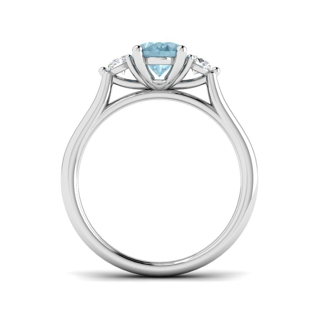 9ct White Gold Aquamarine & Diamond Ring