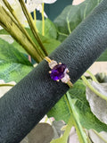 9ct Yellow Gold Diamond & Amethyst Ring