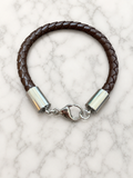 Gents Brown Plaited Leather Bracelet
