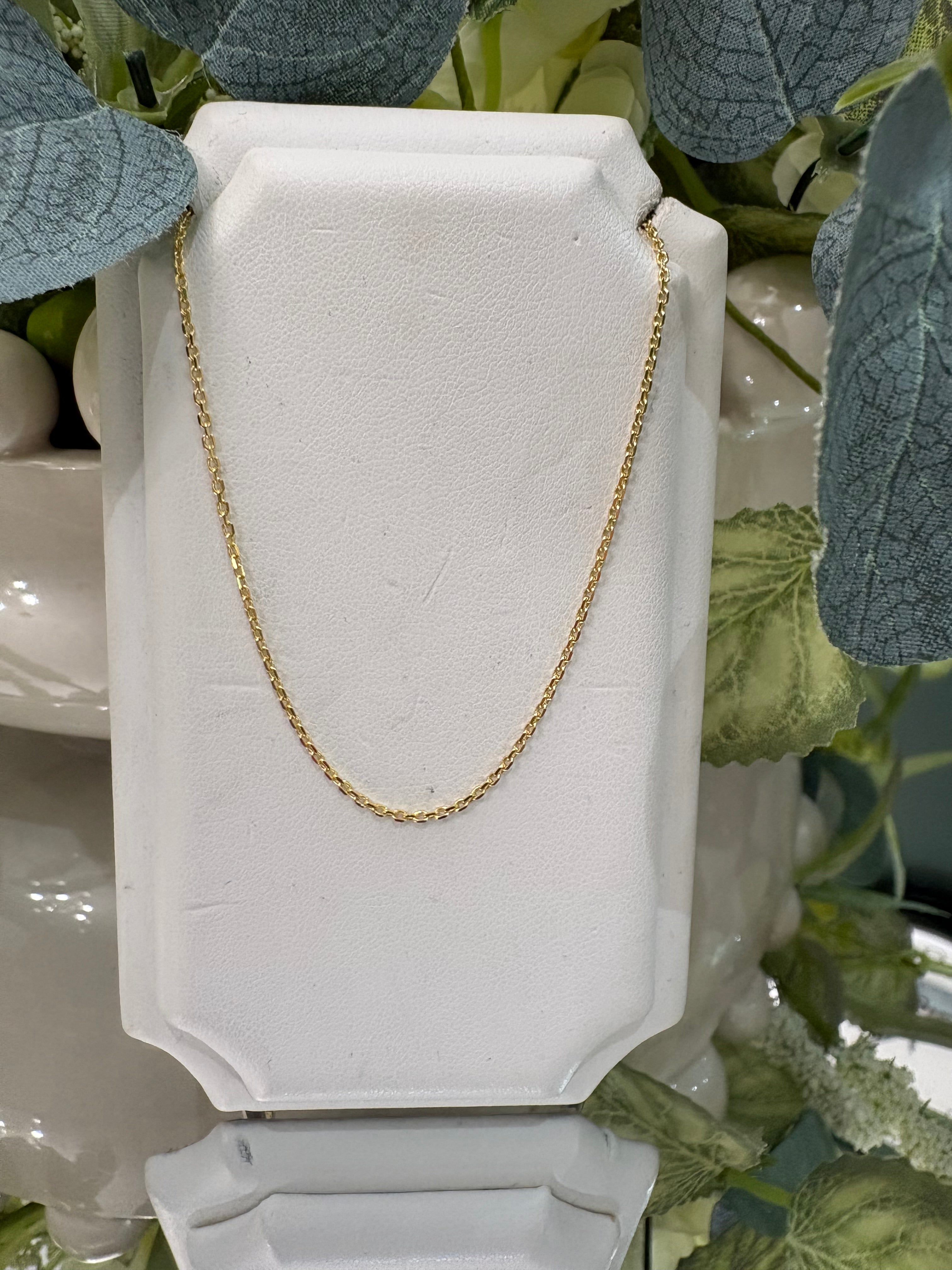 9ct Yellow Gold 16/18" fine rolo chain