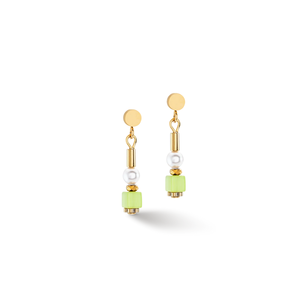 Coeur-de-Lion Mini Cubes & Pearls Mix gold-rainbow earrings