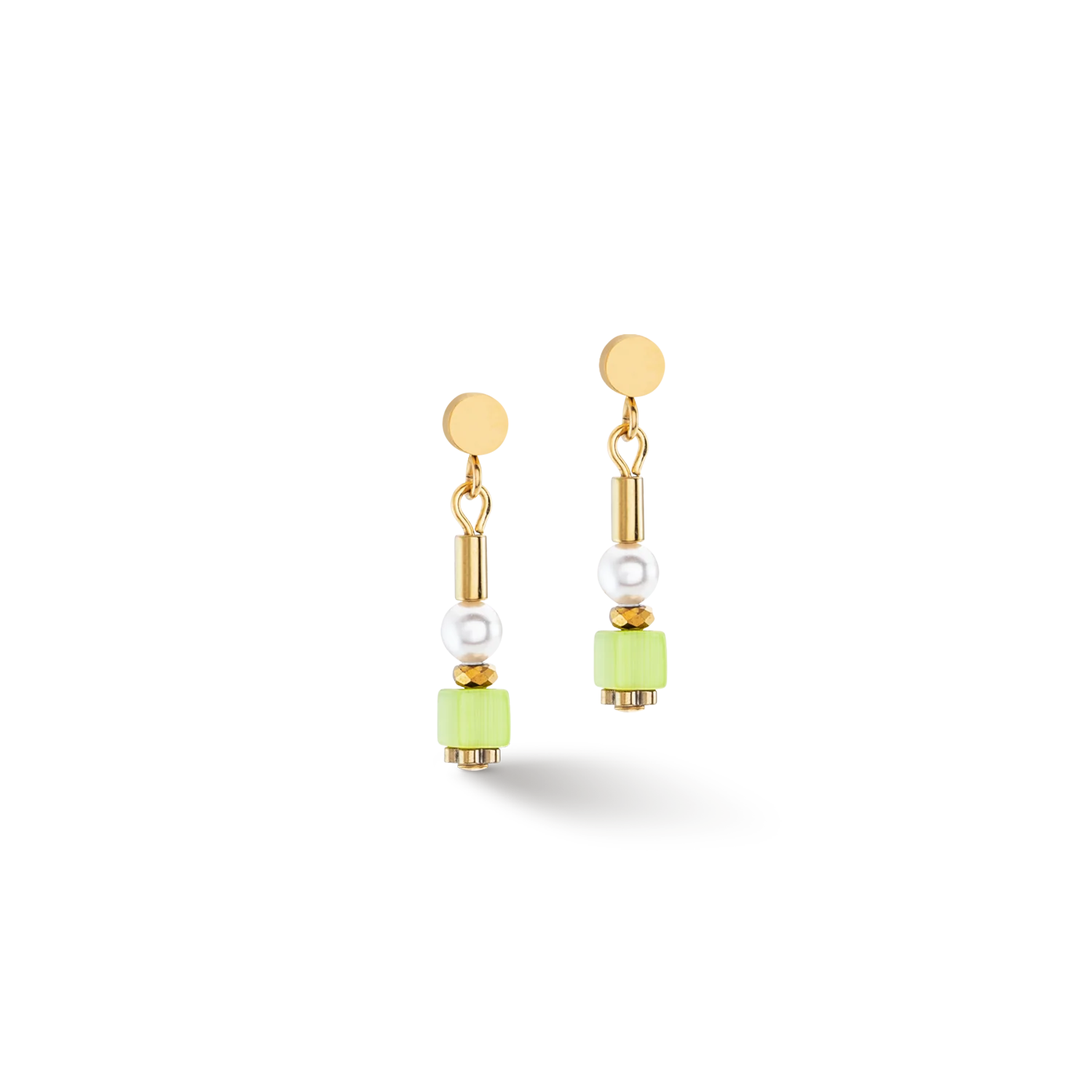 Coeur-de-Lion Mini Cubes & Pearls Mix gold-rainbow earrings