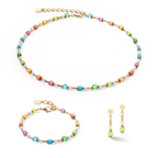 Coeur-de-Lion Mini Cubes & Pearls Mix gold-rainbow earrings
