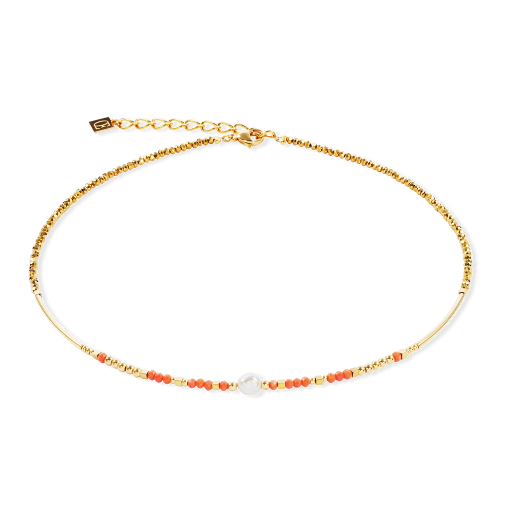 Coeur-de-Lion Sunset Pearl gold-coral necklace
