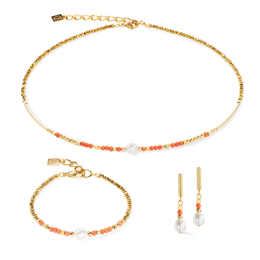 Coeur-de-Lion Sunset Pearl gold-coral bracelet