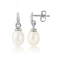 9ct White Gold Pearl Earrings
