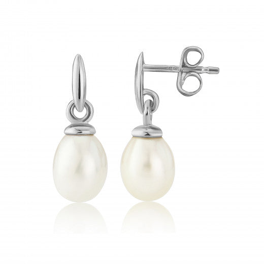 9ct White Gold Pearl Earrings