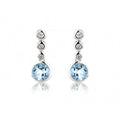 9ct White Gold Diamond & Aquamarine Earrings