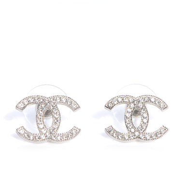 silver cz CC earrings