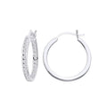 Silver CZ rub over hoop earrings