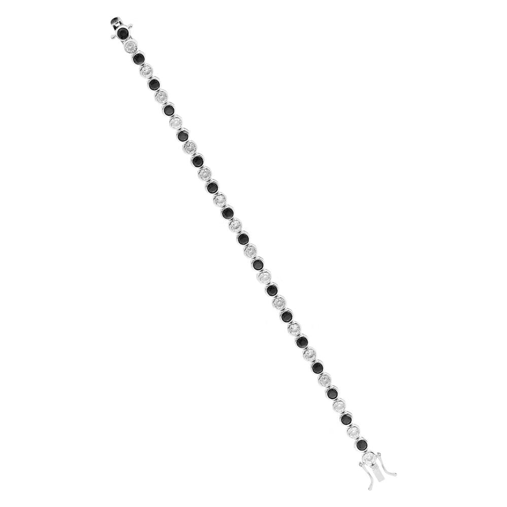 Silver rub over white CZ and Blue stone tennis bracelet
